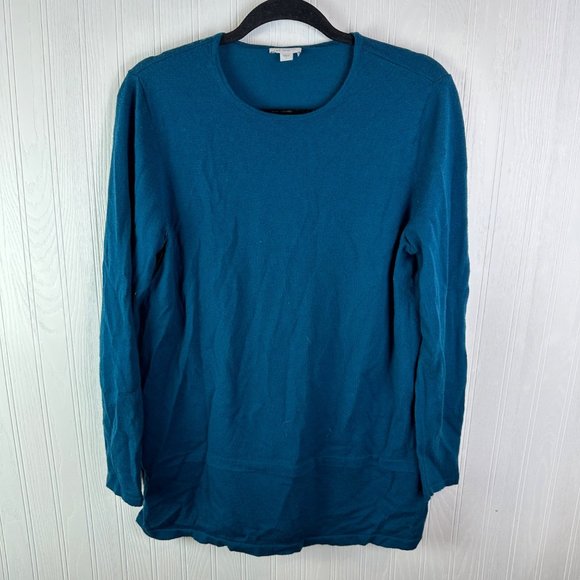 J jill Sweater Long sleeve teal 100% Merino Wool Size Large - Picture 1 of 3